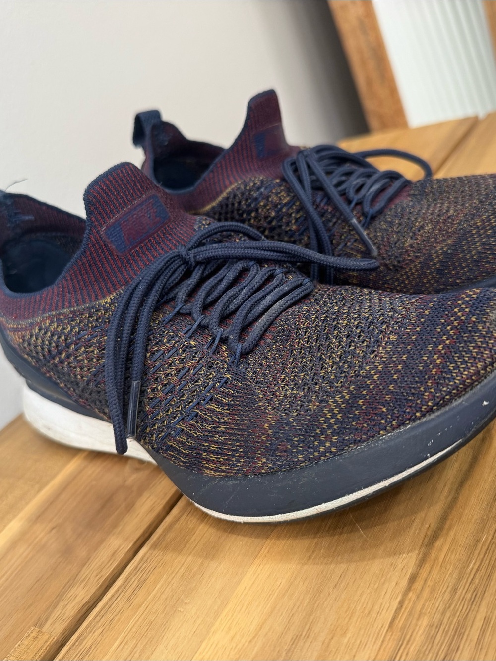 Nike Men's Flyknit Lace-Up Sneakers - Navy/Burgundy/Gold
